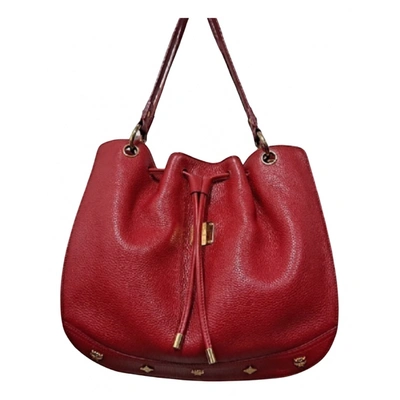 Pre-owned Mcm Heritage Drawstring Leather Handbag In Red