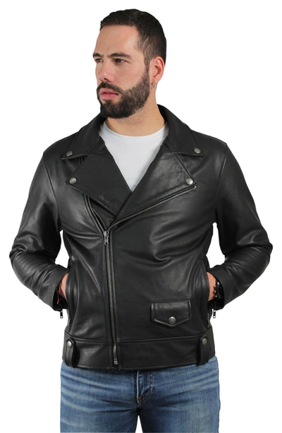 Frye Leather Biker Jacket In Black