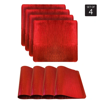 Dainty Home Galaxy Metalic Placemat Set Of 4 In Red