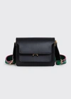 Marni Trunk Calfskin Media Shoulder Bag In Z516n Black