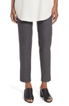Eileen Fisher Washable Stretch Crepe Slim Ankle Pant In Bark