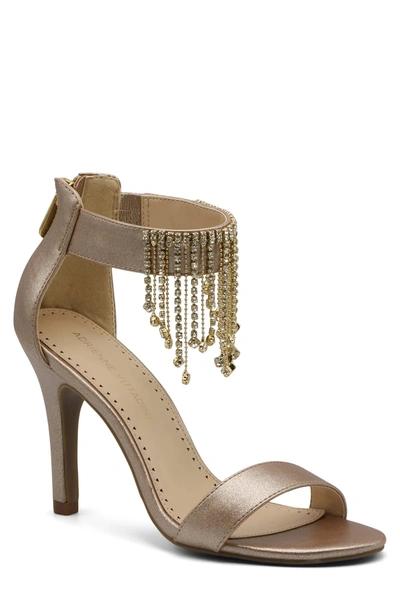 Adrienne Vittadini Gala Metallic Crystal Fringe Stiletto Sandal In Champagne