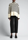 Totême Two-tone Design Turtleneck Jumper In Black Stripe 210