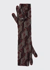 Prada Long Jacquard Wool Gloves W/ Circle Zip Pouch In F02ij Vino Salvia
