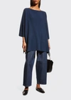 Eskandar Square 3/4-sleeve Knitted Moss-stitch Tunic Top (long Length) In Greenpalm