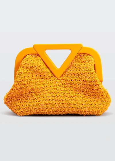 Bottega Veneta Point Small Crocket Rubber Top-handle Bag In Tangerine