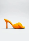 Bottega Veneta Easy Towel Bow Mule Sandals In Tangerine