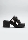 Bottega Veneta Flash Buckled Canvas Platform Mules In Black