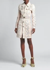 BOTTEGA VENETA LEATHER FADED PYTHON DENIM COAT W/ BELT