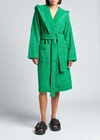 Bottega Veneta Bademantel Aus Baumwoll-frottee Mit Intreccio Muster In Grass