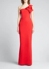 Chiara Boni La Petite Robe Flower-embellished One-shoulder Gown In 374 Passion