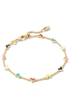 Kendra Scott 14k Gold-plated Color Heart Adjustable Link Bracelet In Multi Mix