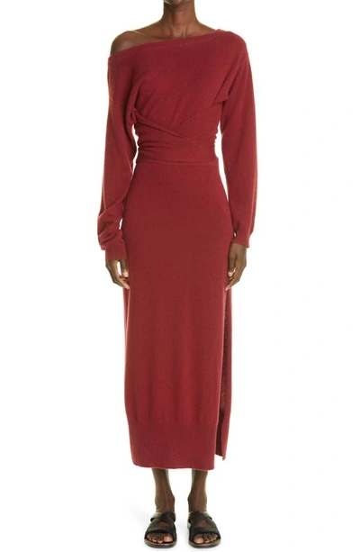 Altuzarra Aisa Wrap-effect Cashmere Midi Dress In Currant
