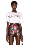 Valentino Sequin-embellished Embroidered Cotton-jersey T-shirt In Bianco