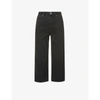 Self-portrait High Waist Cropped Straight-leg Jeans In Denim
