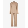 The Nap Co Piped Stretch-jersey Pyjama Set In Cappucino