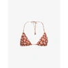 Tory Burch Printed String Bikini Top In Rust Little Leaves
