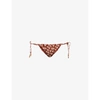 Tory Burch Printed Tie-detail High-rise Bikini Bottoms In Rust Little Leaves