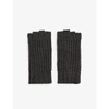 ALLSAINTS MENS CHARCOAL NEVADA RIBBED-TRIM KNITTED FINGERLESS GLOVES 1 SIZE