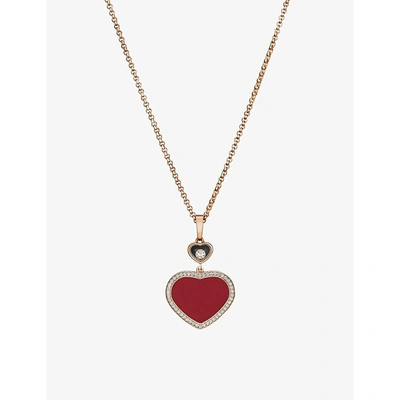 Chopard Happy Hearts 18ct Rose-gold And 0.24ct Diamond Pendant Necklace In 18-carat Rose Gold
