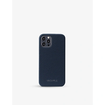 Mintapple Dark Blue Grained Leather Iphone 12 Pro Max Case