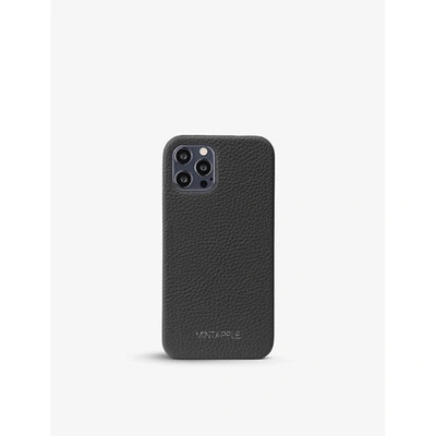 Mintapple Black Logo-print Grained-leather Iphone 12 Pro Max Case