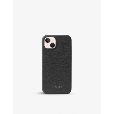 Mintapple Black Top Grain Branded Iphone 13 Leather Phone Case