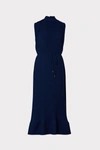 Milly Melina Solid Pleated Dress In Navy