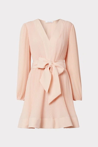 Milly Liv Pleated Belted Minidress In Nude