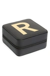 Nordstrom Initial Square Jewelry Box In R- Black- Gold