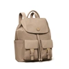 Tory Burch Nylon Flap Backpack In Gray Heron / #59 Rolled Brass