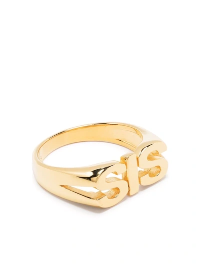 Maria Black Sis 22ct Yellow Gold-plated Sterling Silver Ring In Black