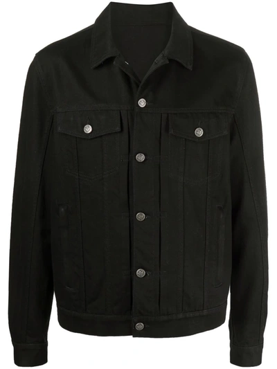 Balmain Logo-tape Denim Jacket In Black