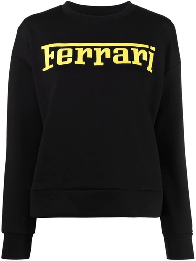 Ferrari Embroidered-logo Sweatshirt In Black