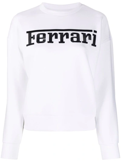 Ferrari Logo Recycled Jersey Sweatshirt In White