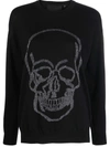 Philipp Plein Wool Pullover Round Neck Ls In Schwarz