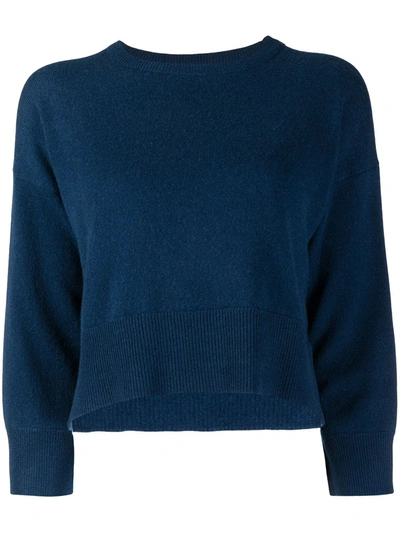 Pringle Of Scotland Crew-neck Cropped Cashmere Jumper In Blue