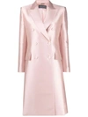 ALBERTA FERRETTI DOUBLE-BREASTED DUCHESS SATIN COAT