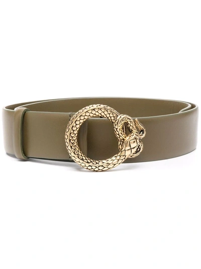 Alberta Ferretti Snake-buckle Leather Belt In Grün
