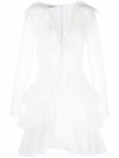 Philosophy Di Lorenzo Serafini V-neck Ruffled Dress In Weiss