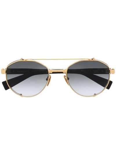 Balmain Eyewear Gradient Round-frame Sunglasses In Gold