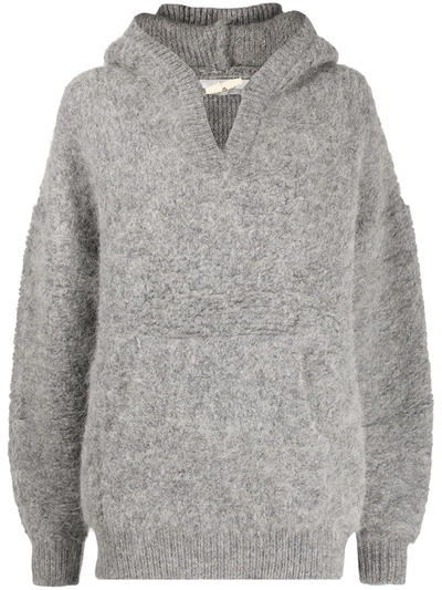 B+ab Textured-knit Hooded Pullover Jumper In Grau