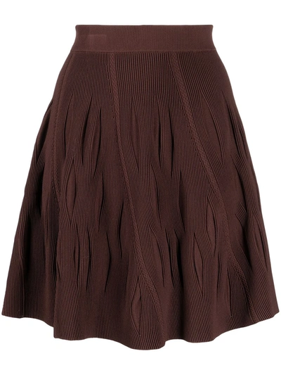 B+ab Ribbed Jersey-knit Mini Skirt In Braun