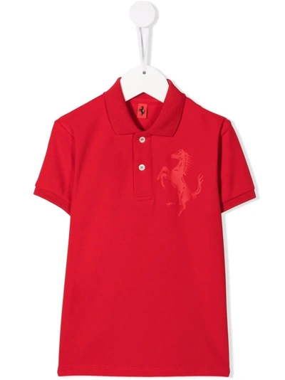 Ferrari Kids' Logo Short-sleeve Polo Shirt In Red