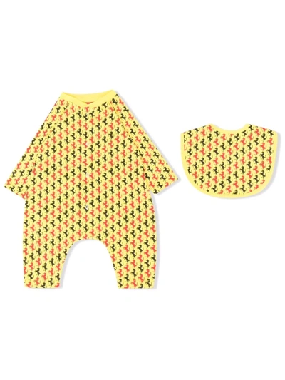 Ferrari Prancing Horse All-over Print Babygrow Set In Yellow