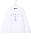 Balmain Kids' Logo-print Cold-shoulder Sweatshirt In White
