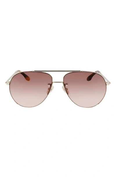 Victoria Beckham 61mm Gradient Aviator Sunglasses In Gold/ Wine Gradient