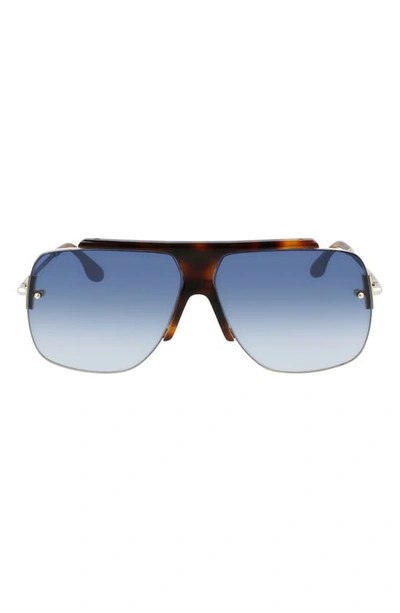Victoria Beckham Classic V Semi-rimless Retro Aviator Sunglasses In Tortoise