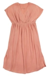 Emilia George Maternity Irene Short-sleeve Blouson Dress In Salmon Pink