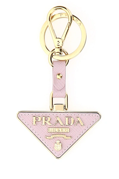 Prada Pink Logo Triangle Key Case